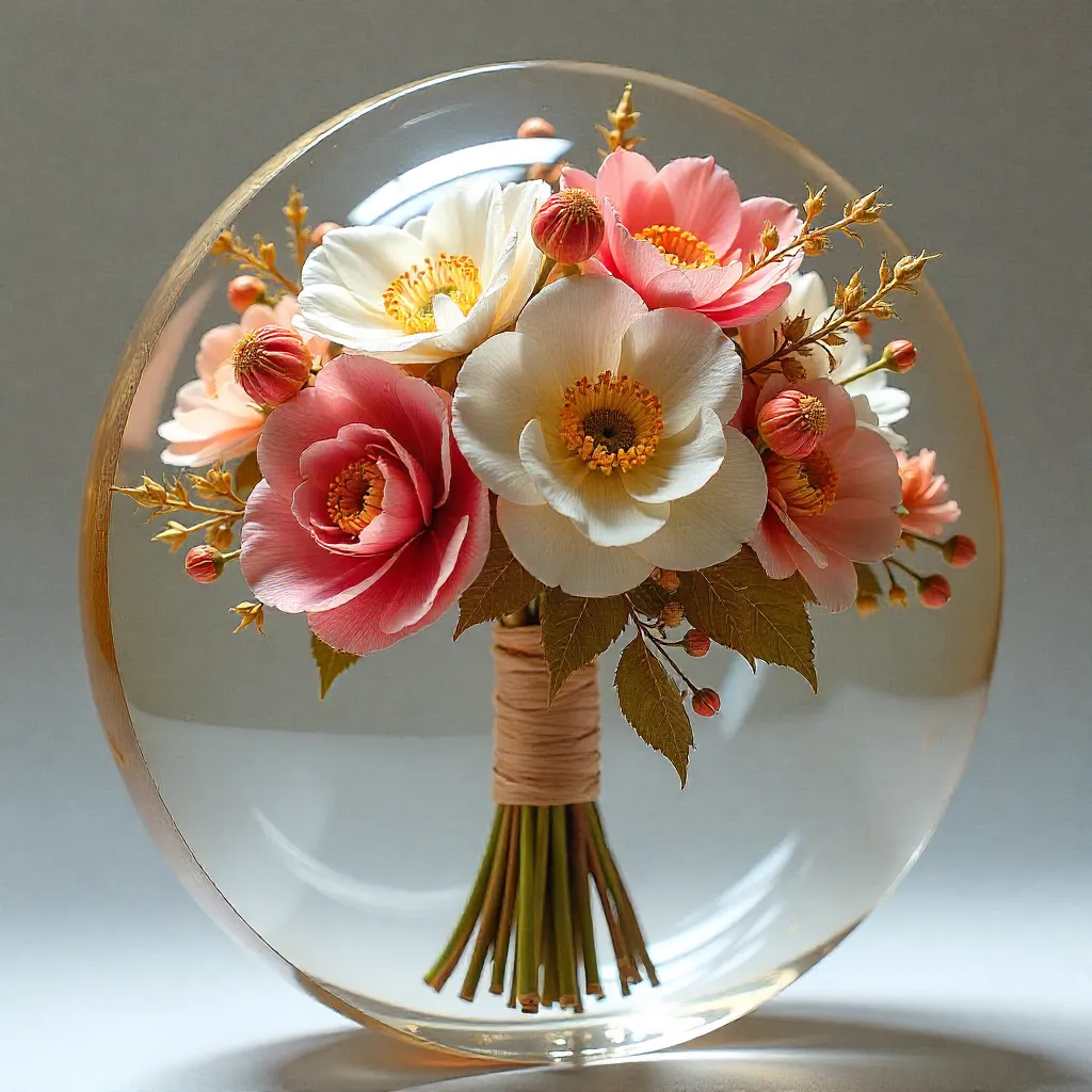 Modern resin-encased botanical art