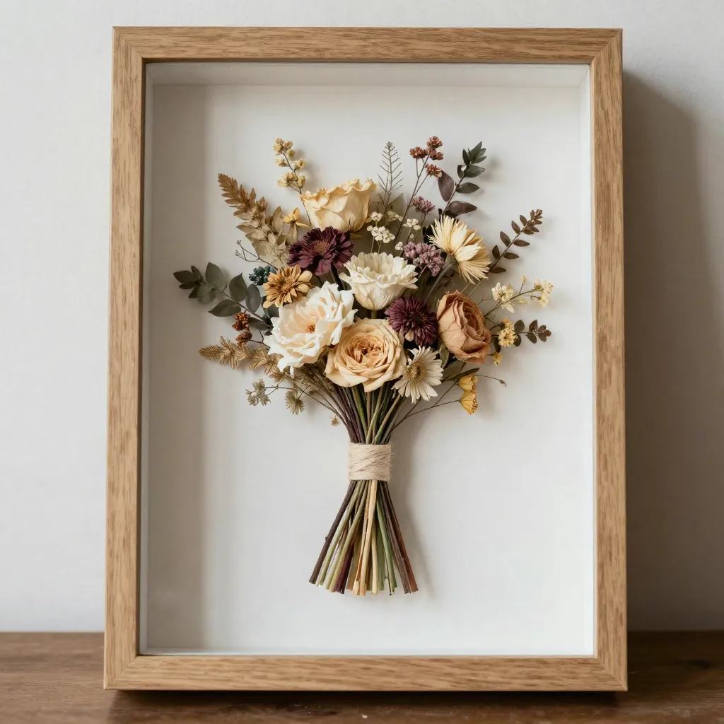 Beautiful preserved floral arrangement showcase